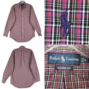 Polo Ralph Lauren Oxford Shirt Men's Size Small S Red Plaid LS Button Down